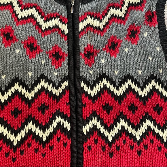 Vintage Coldwater Creek Sweater Vest Womens S Knit Red Black Gray Holiday Zip - Picture 3 of 6